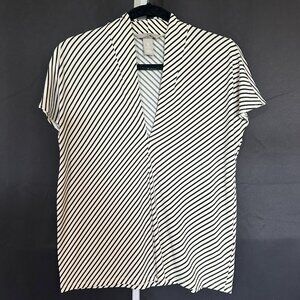 H & M Black and white cream stripped blouse size m